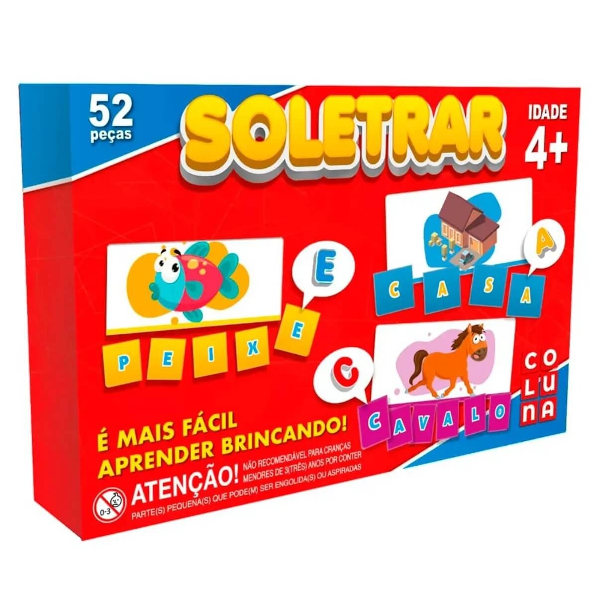 Jogo Brinquedo Pedagógico Soletrar Aprender Educativo 52 peças