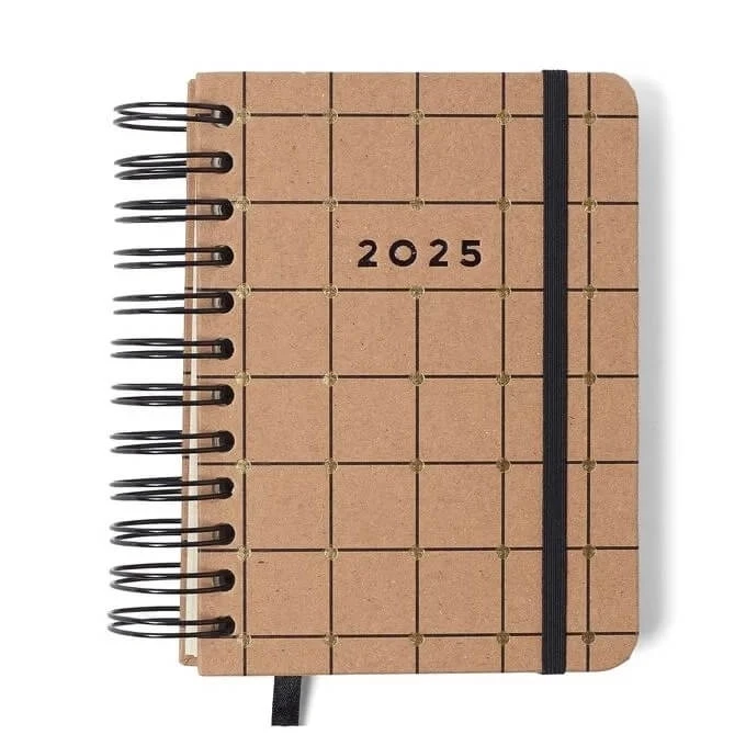 Agenda Planner Wire-o 2025 Kraft Diária 11,5x16 Linha e Ponto Cicero