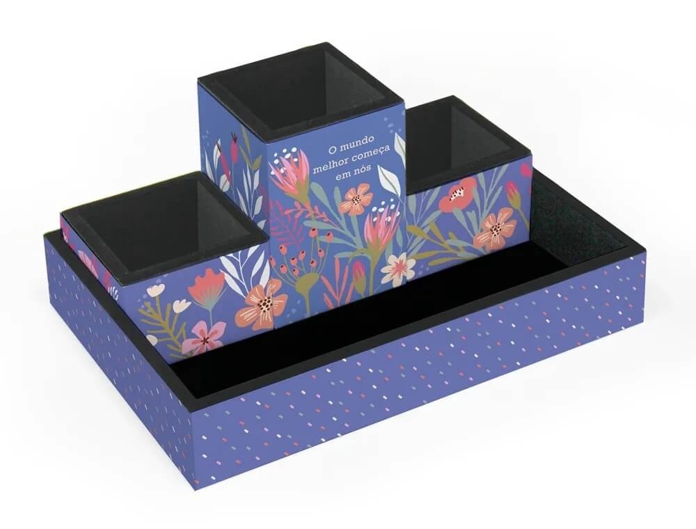 Organizador De Mesa Primavera Com 4 Peças Fina Ideia