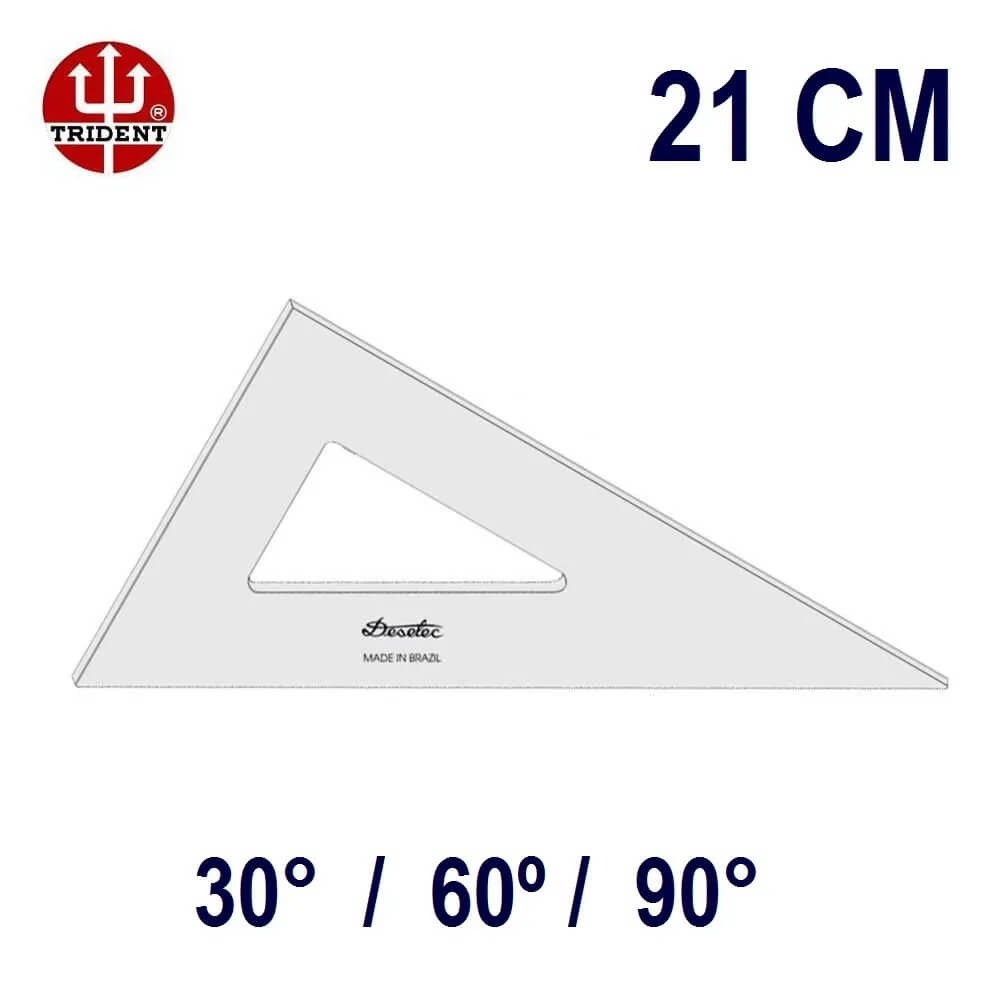 Esquadro Sem Escala 2621 30°/60°/90° 21cm Trident