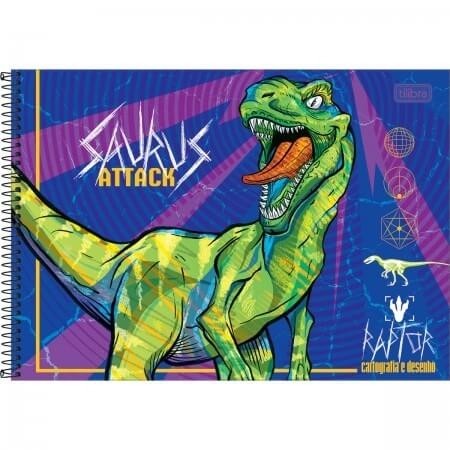 Caderno de Desenho Capa Dura Raptor 80 fls