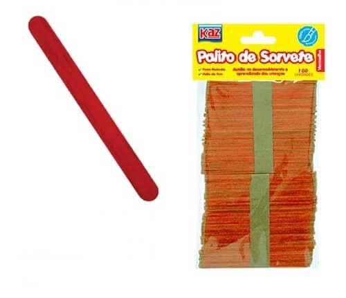 Palito de Picolé Colorido Vermelho