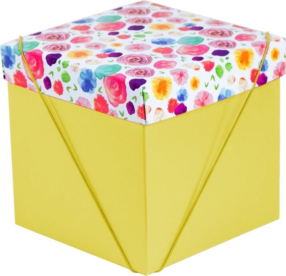 Caixa Cubo Flores Aquarela P