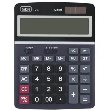 CALCULADORA DE MESA 12 DÍGITOS GRANDE TC07 PRETA