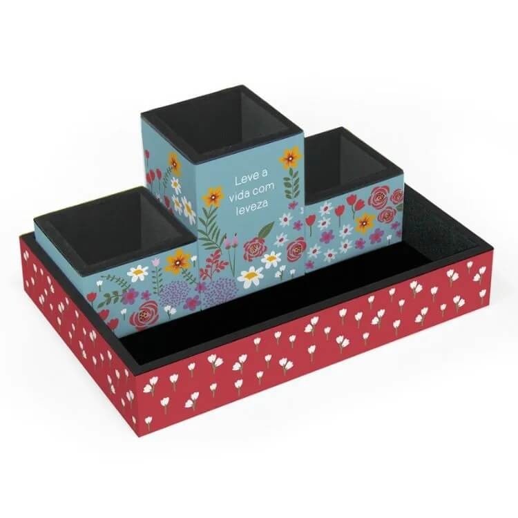 Organizador De Mesa Campestre Com 4 Peças Fina Ideia