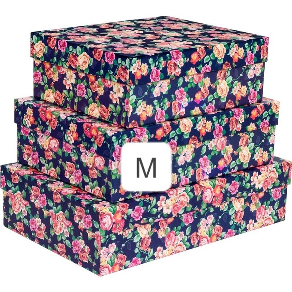 Caixa Rigida Retangular Tamanho M 35 x 25 x 10,5 cm Floral Noturno 1 UN