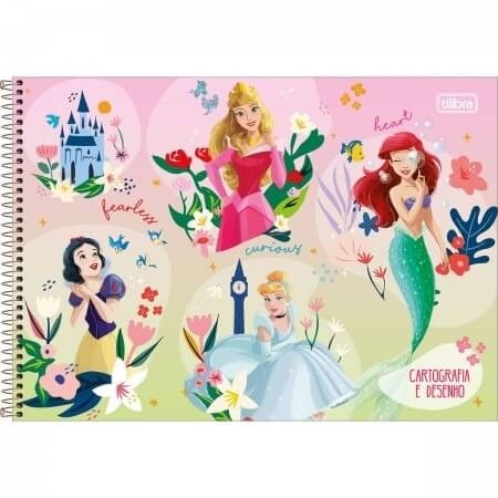 Caderno de Desenho Capa Dura Princesas 80 fls