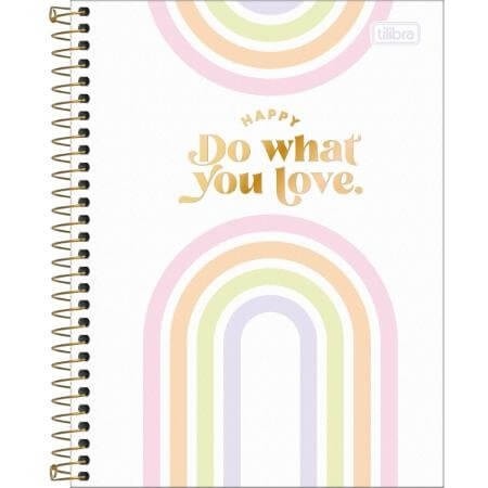 Caderno Espiral Capa Dura Colegial 10 Matérias Happy Colorido 160 Folhas 1 UN