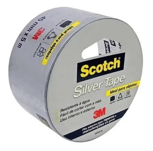 Fita Adesiva Silver Tape Scotch 3m 45mm X 5mts 1 UN