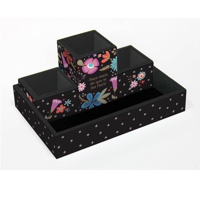 Organizador De Mesa Fiore Com 4 Peças