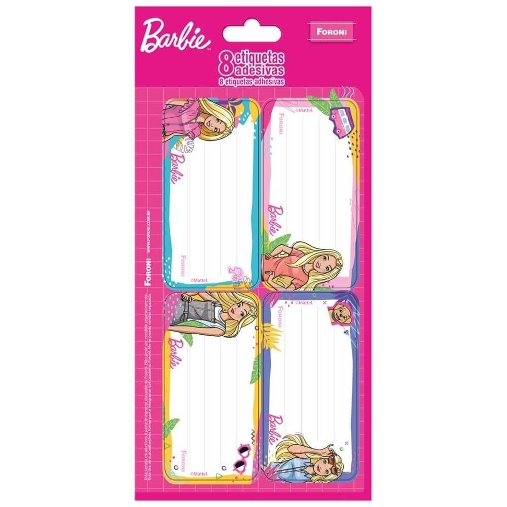 Etiqueta Escolar Adesiva Barbie com 8 Unidades Foroni 1 UN