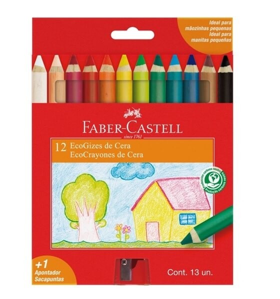 Ecogiz De Cera 12 Cores +1 Apontador Faber-Castell