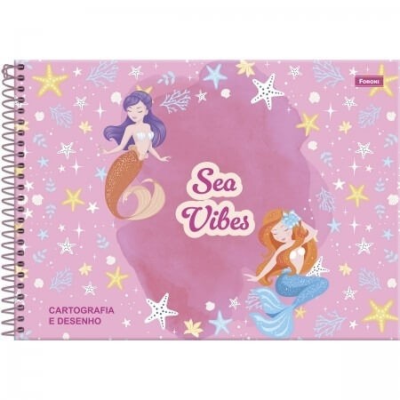 Caderno de Desenho Capa Dura Sereias 80 fls