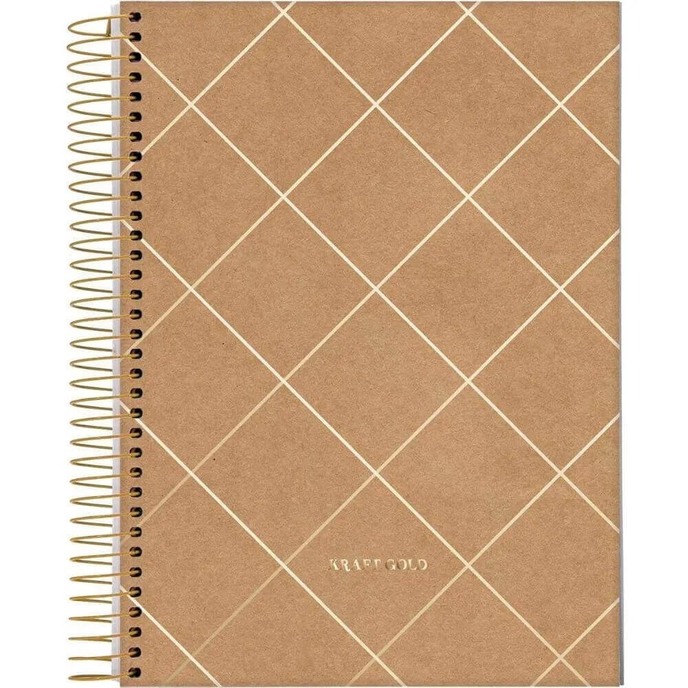 Caderno Espiral Colegial Capa Dura 10 Matérias 160 folhas Kraft Gold - Jandaia