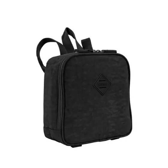 Lancheira Sestini Lunch Crinkle Preta Nylon, Alça Carona