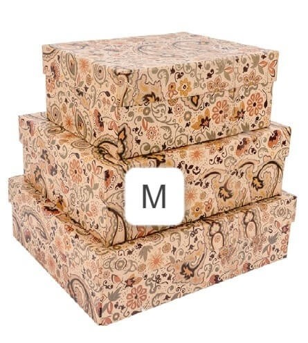 Caixa Rigida Retangular Tamanho M 35 x 25 x 10,5 cm PK Floral Rustico 1 UN