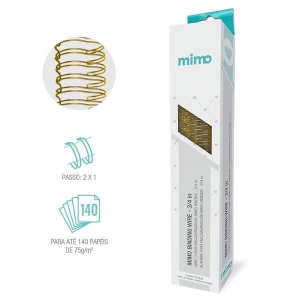 Wire-o Para Encadernadora Mimo Binding - Dourado - 3/4 In - 20 Unids