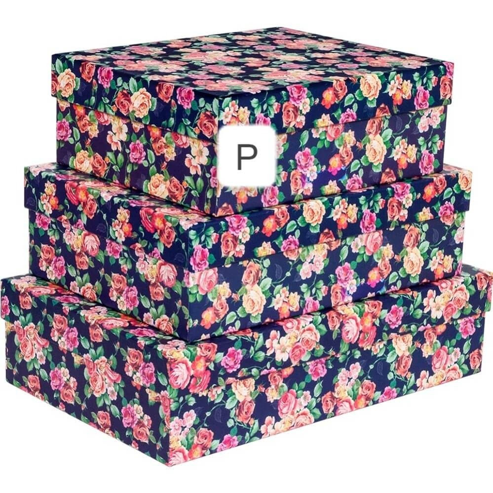 Caixa Rigida Retangular Tamanho P 29 x 24 x 10,5 cm Floral Noturno 1 UN
