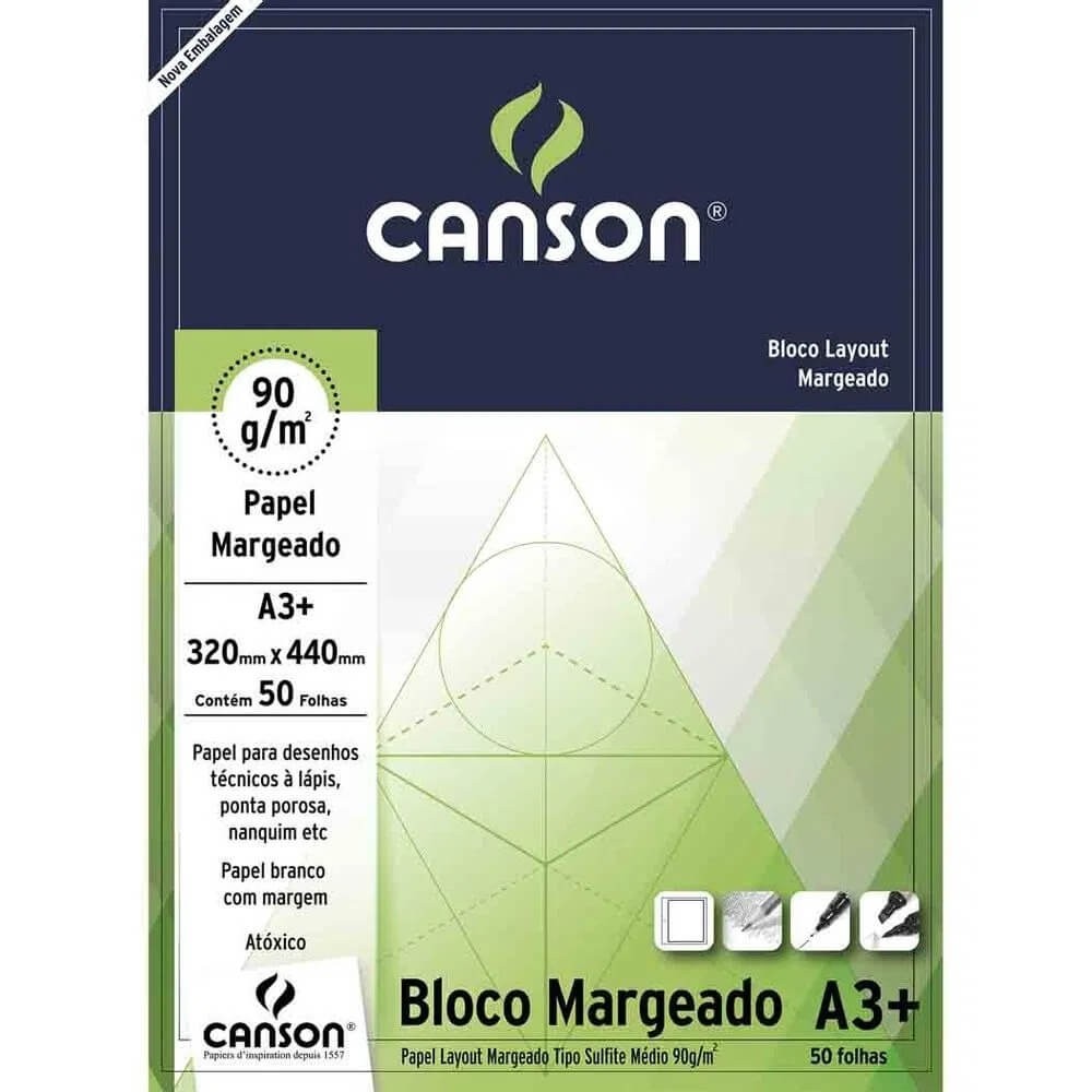 Bloco Canson Layout  90g/m² Técnico A3+ Margeado 50 Folhas