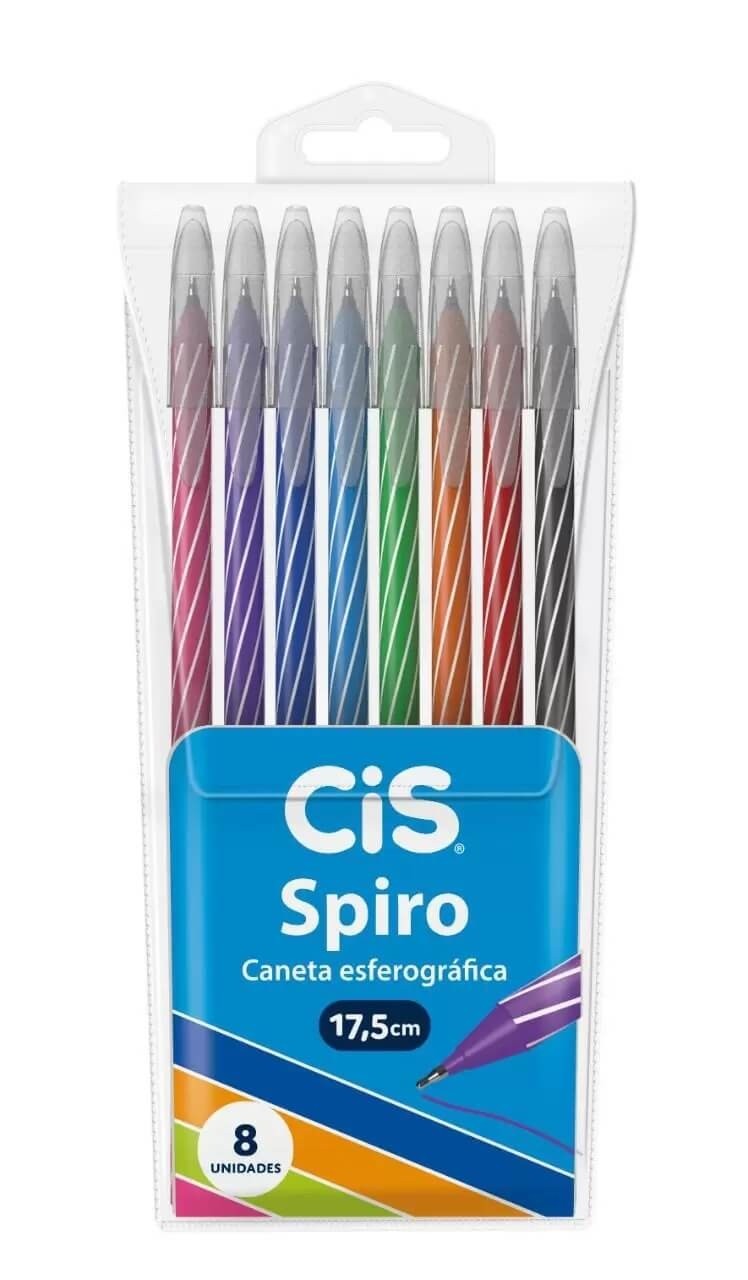 Kit Caneta Cis Spiro C/8 Cores Sortidas