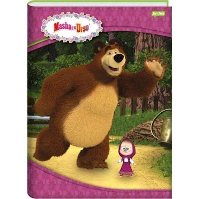 Caderno Brochura 1/4 capa dura 96fls Masha E O urso Jandaia