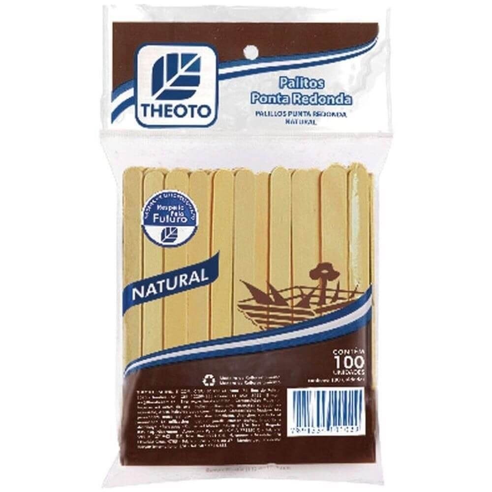 Palito de Sorvete Ponta Redonda Natural 100 unidades Theoto 1 UN