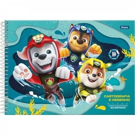 Caderno de Desenho Capa Dura Milimetrado Patrulha Canina 80 fls