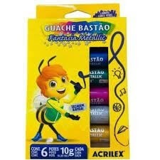 Guache Em Bastão Metallic C/6 Cores ACRILEX
