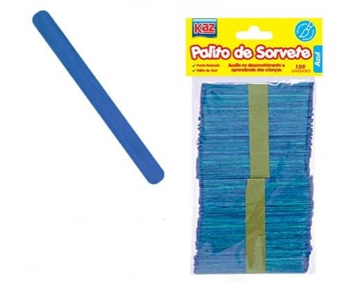 Palito de Picolé Colorido Azul