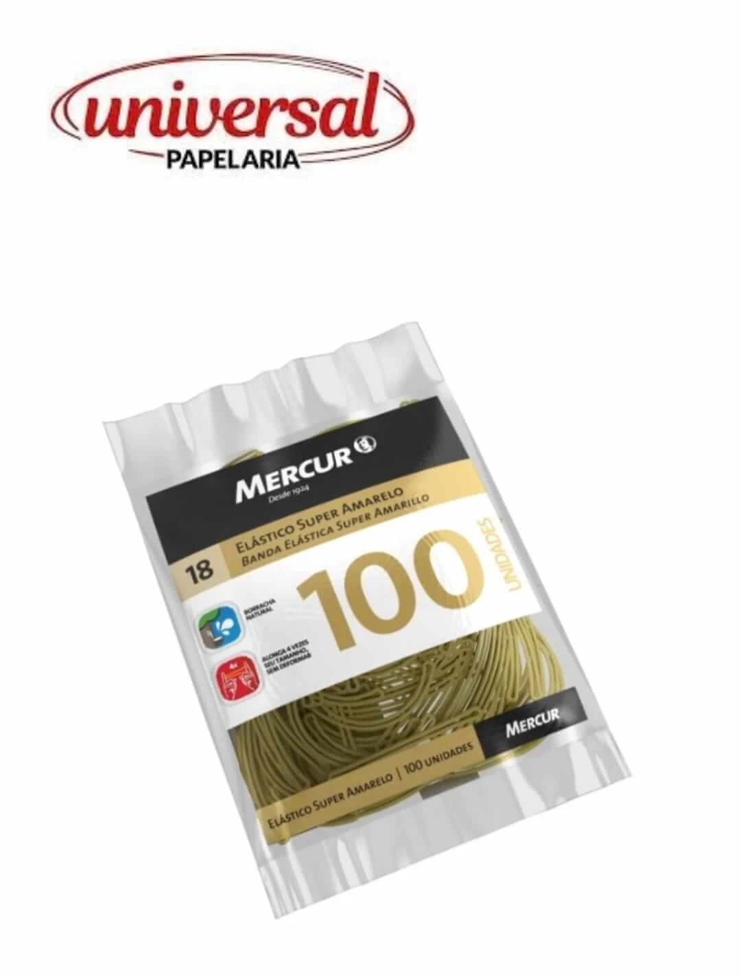 Elastico Amarelo 18 Super Pacote C/100 Unidades Mercur