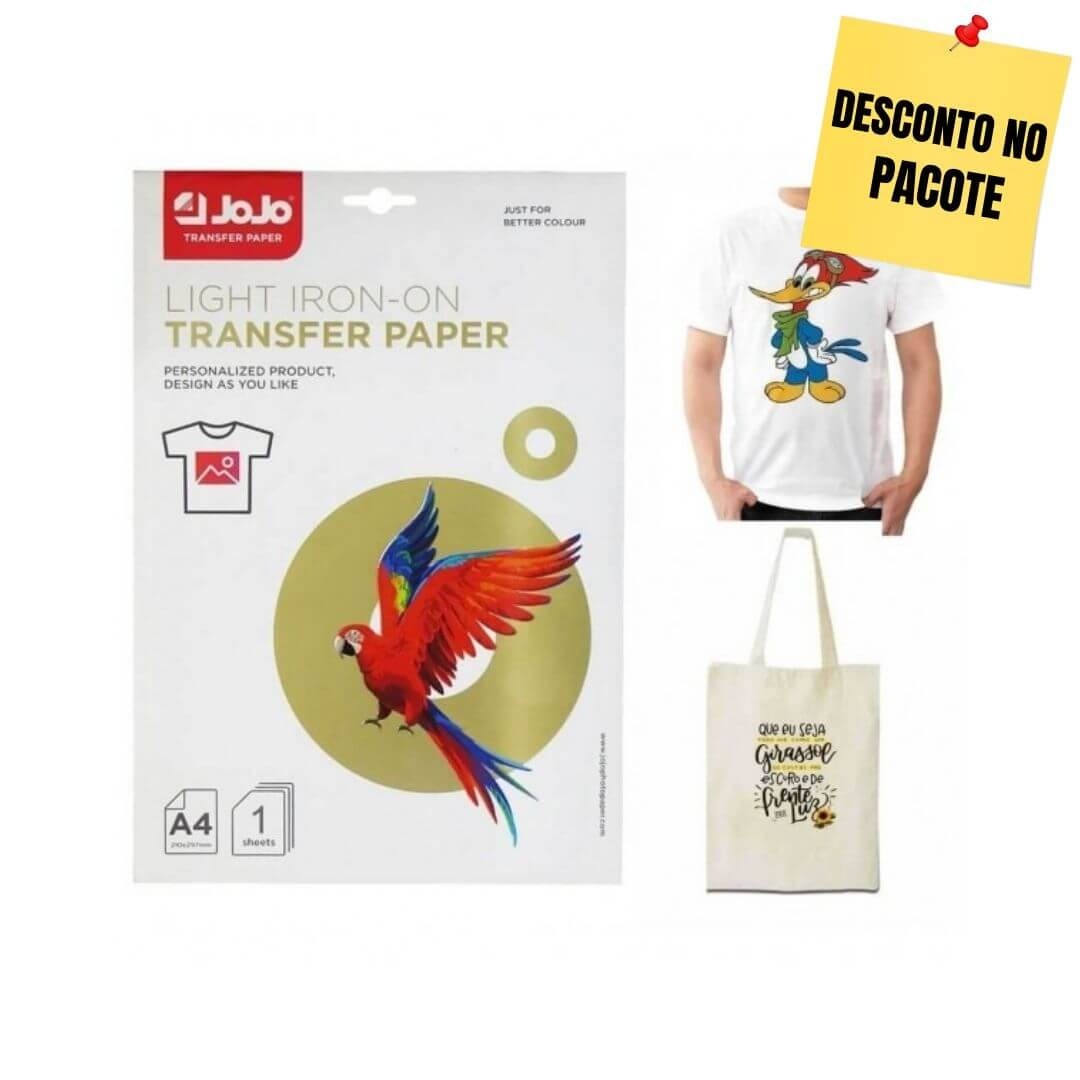 Papel Transfer Light Inkjet JOJO Formato A4 - 1 Folha