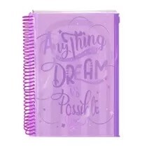 Caderno Colegial Breeze Roxo com Bolso Plástico 10 Matérias Dac