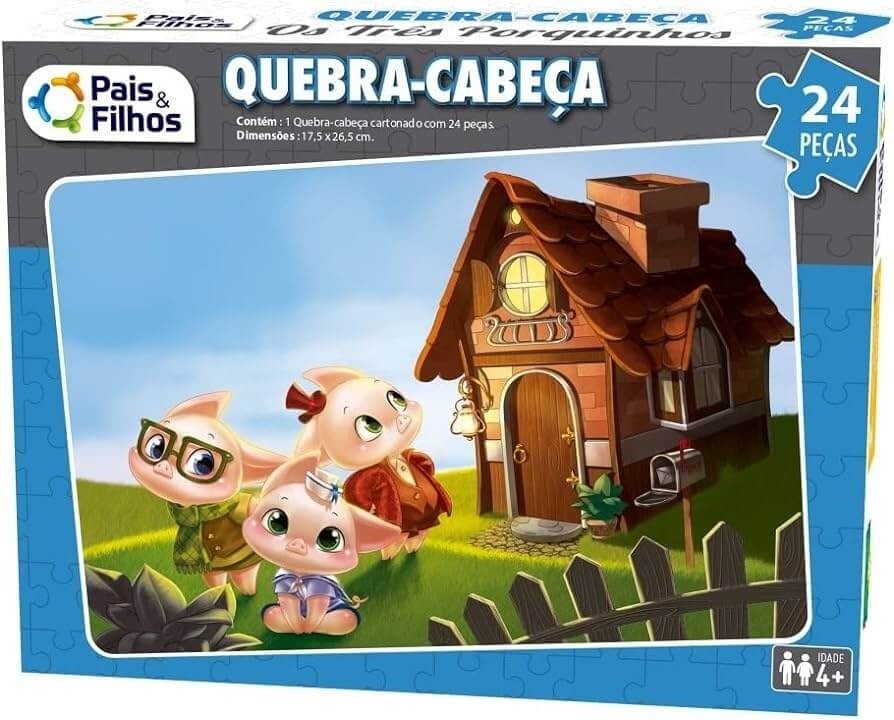 Quebra-Cabeça Três Porquinhos 24 Pçs