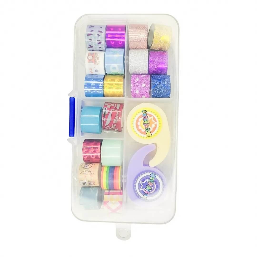 Estojo com 20 Mini Washitapes e 2 suportes