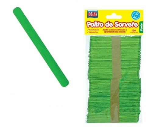 Palito de Picolé Colorido Verde