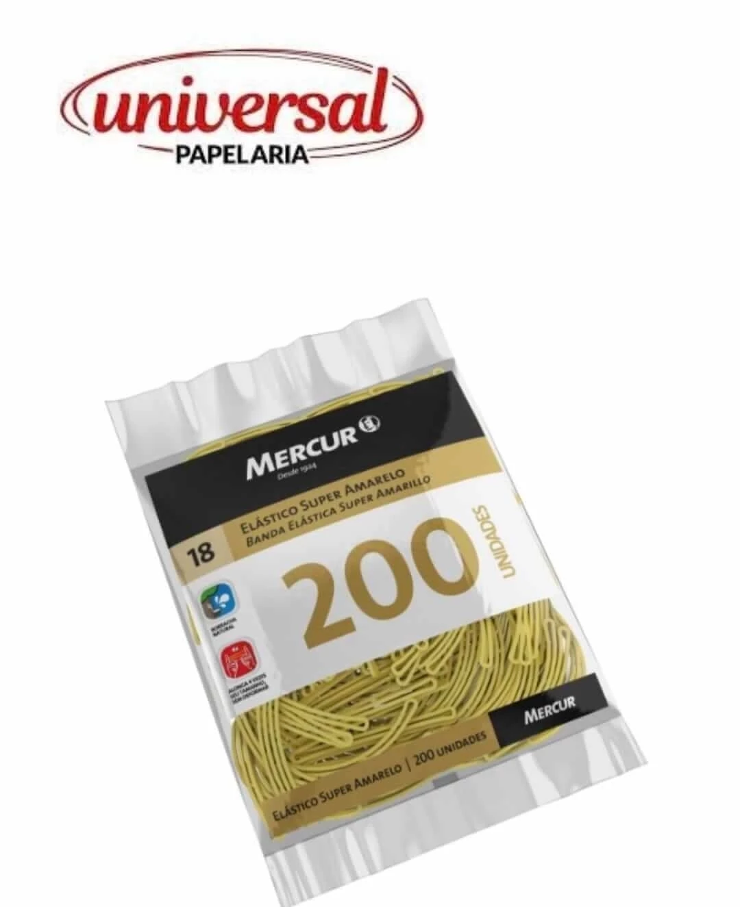Elastico Amarelo 18 Super Pacote C/200 Unidades Mercur