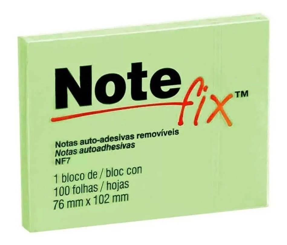 Bloco Adesivo 76x102 Verde 100 Folhas Notefix