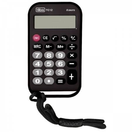 Calculadora de Bolso com Cordão 8 Dígitos TC12 Preta 1 UN