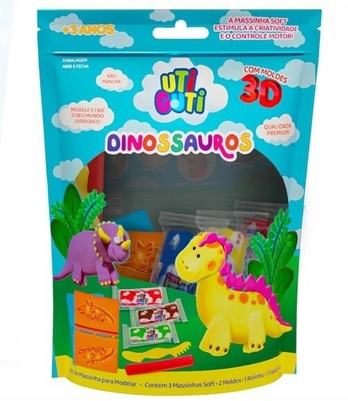 Kit Massa de Modelar Dinossauros Uti Guti