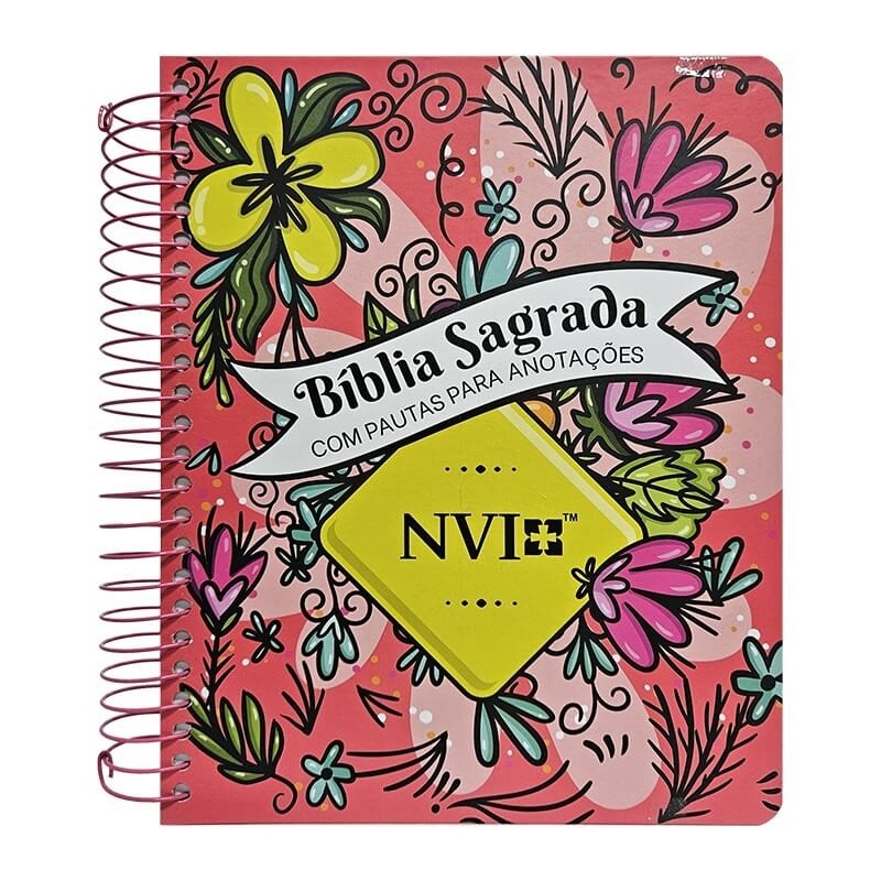 Bíblia para Anotações NVI Espiral Floral Alegre