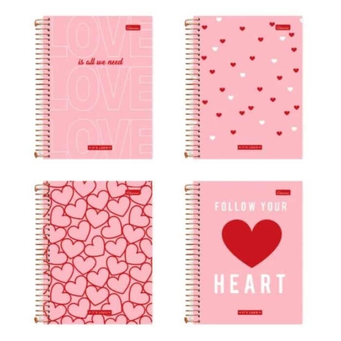 Caderno Espiral 1/4 It's Love 80 Folhas - Cadersil