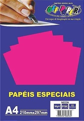 Papel Neon Pink A4 180g Off Paper 1 Folha