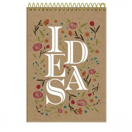 Caderno 1/4 Espiral Ao Alto Capa Dura Kraft Art