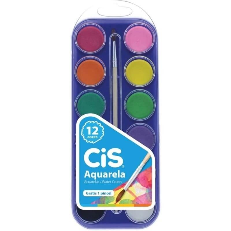 Tinta Aquarela Cis Em Pastilha 12 Cores