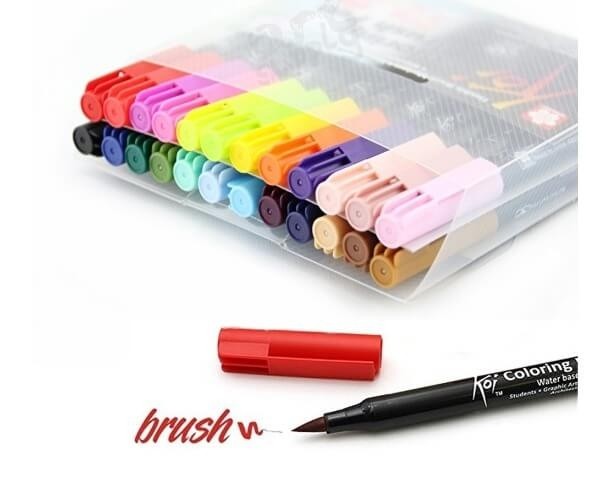 Koi Coloring Brush Pen Set of 24