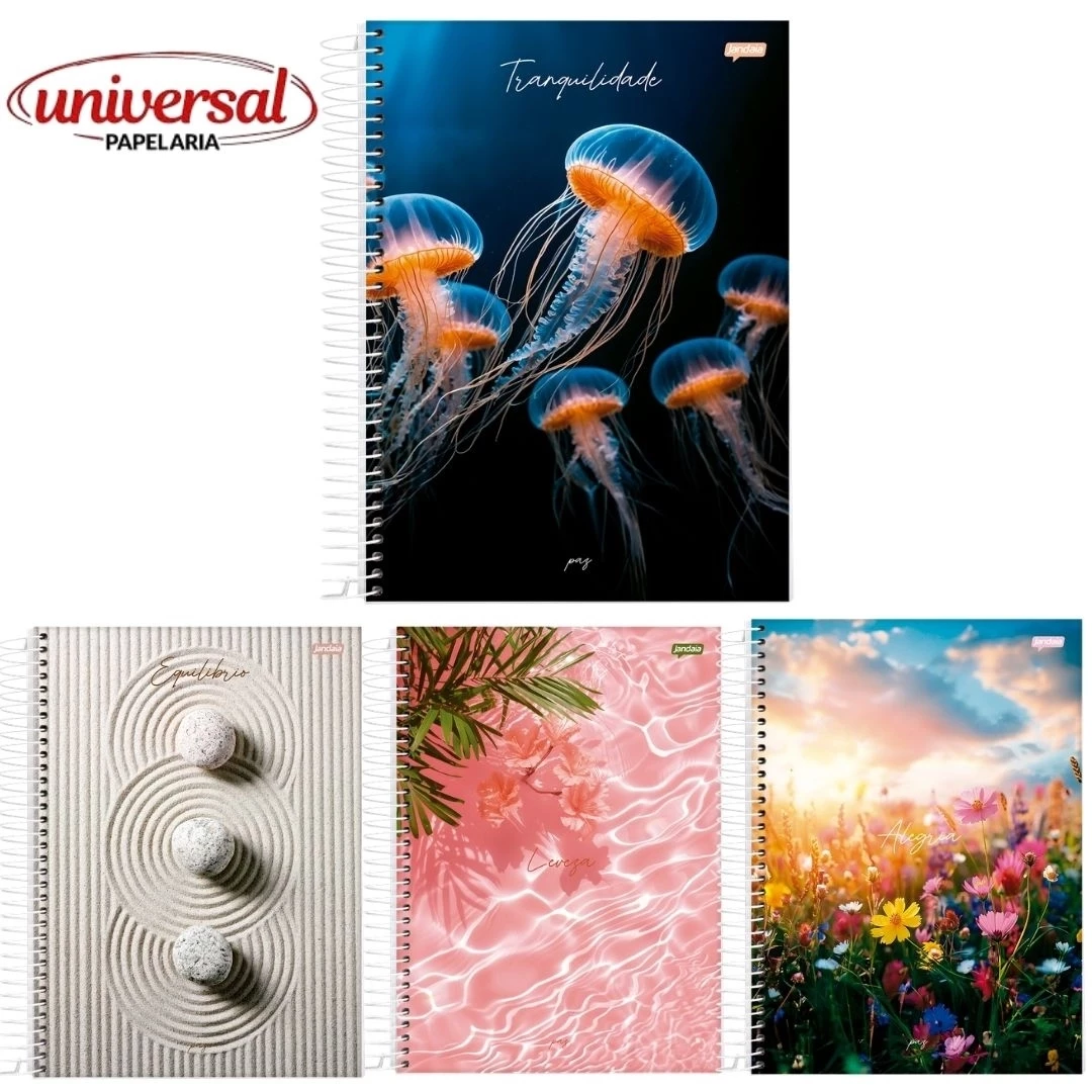 Caderno Universitário Espiral 12 Matérias 240 Folhas Paz Jandaia
