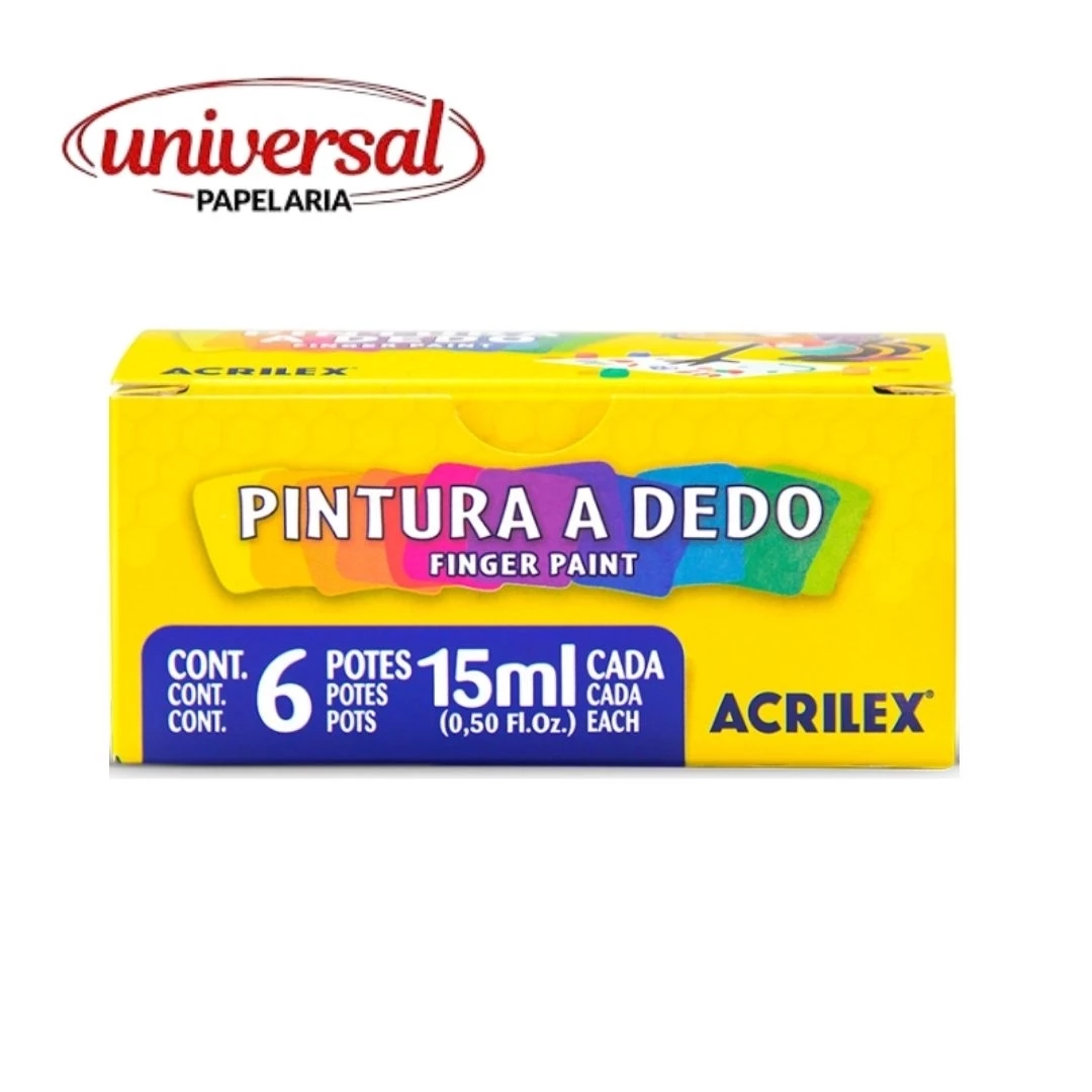Tinta Pintura a Dedo 06 Cores 15ml Acrilex