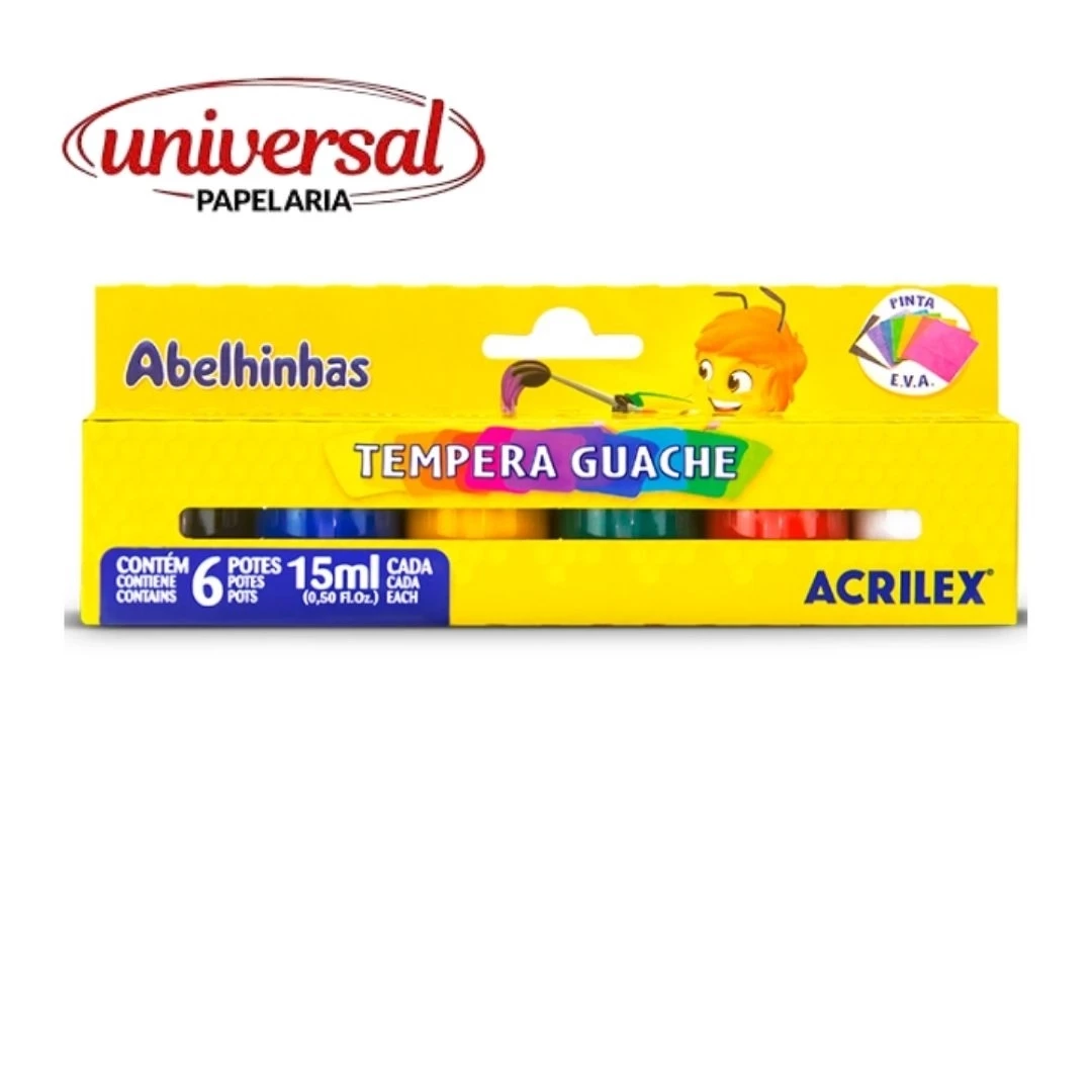 Tinta Tempera Guache 15ml 6 Cores Acrilex