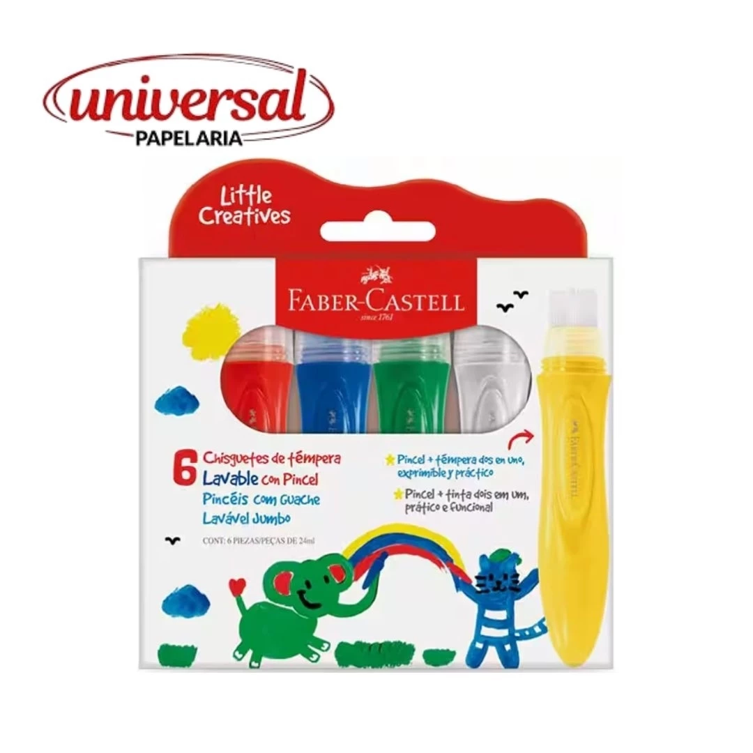 Pincéis com Gauche Jumbo C/6 Cores FABER-CASTELL