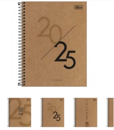 Planner Espiral Kraftwork 17,7 x 24 cm 2025 Tilibra 1 UN